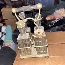 4 piece Cut Glass Cruet set