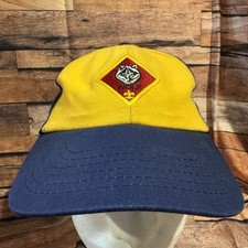BSA Cub Scout Wolf Hat Cap S/M Yellow Blue Uniform Adjustable Snapback