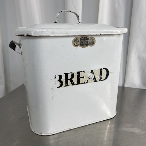 Vintage large enamel bread bin - vintage,