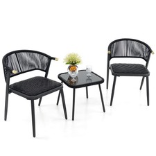 Set 2 Chairs 1 Table Rattan