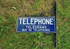Antique Enamel Double-sided ‘Telephone’ sign 1930s