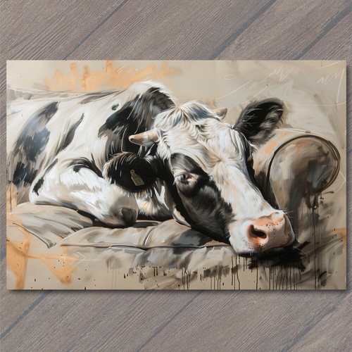 Art print cow couch - print, sofa