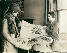 1927 Photo Mrs Percival Dodge With Crewel Work, Jr League Salesroom Society 8X10