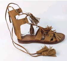 Zara Tan Leather Gladiator Sandals Uk 6