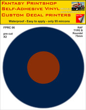 RC RAF Roundels Twin Pack Vinyl Sticker Decals Type B Roundel 75 - 290mm FPRC06 