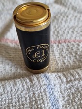 Vintage £1 Coin Storage Barrel. Spring Loaded Mechanism. UK Made