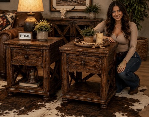 Set farm end table - farm, (natdark)