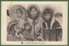 Christian Eskimo Family of The Arctic Ocean. French Inuit Postcard c1931.