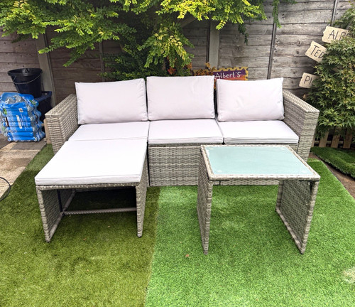 Grey rattan wicker 3pc corner - 3pc,