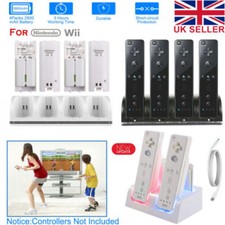 4X Battery Pack For Nintendo Wii Remote Controller Rechargeable +Charger Dock UK