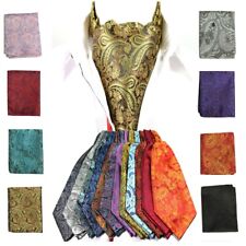 Paisley Cravat Ascot Tie & Pocket Square Floral Hanky Wedding Handkerchief UK