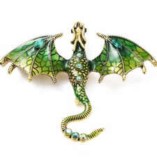 Dragon brooch with rhinestone - dragon,