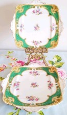 Pair Of Green Floral Vintage