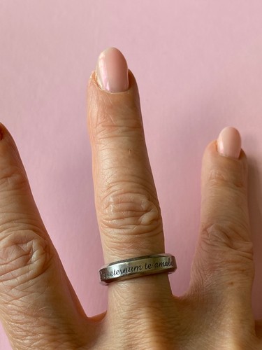 Titanium love token ring size - love,