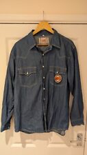 Vintage Brutus Blue Denim Shirt Size M Mens, Pearlescent Buttons.