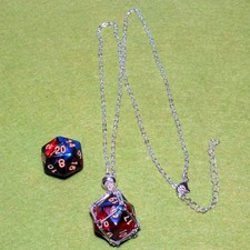Wearable Silver Tone Chain Dice Jail Necklace + D20 DnD TTRPG Gift for DM Player