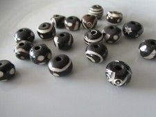 Jewellery Craft Design - Brown 12mm Round Chunky Batik Pattern Bone Bead Beads
