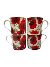 Fine bone china mugs - china, poppy