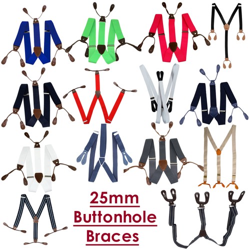 Mens button hole braces 25mm - mens,