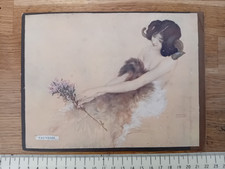 Raphael Kirchner Prints,x2.Mounted On Both Sides Of Card.FAUNESSE/SOUVENIR.