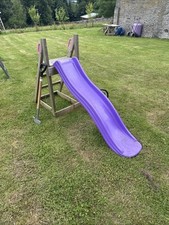 Rebo Free Standing Garden Wave Slide With Wooden Platform 6ft Green