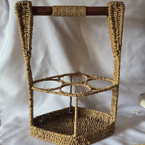 Vintage woven rattan bottle - rattan, 4
