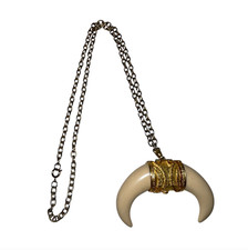 Revlon Moon Drops Concentrated Solid Perfume Safari Tusk Horns Pendant Necklace