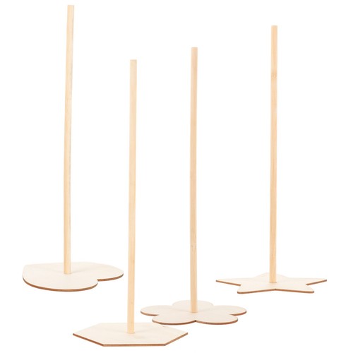 4pcs wooden donut - wooden, stand