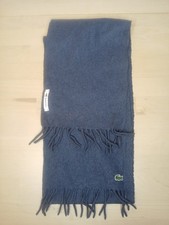 Lacoste 100% Wool Scarf Unisex Blue fringe
