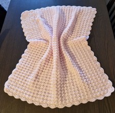 Crochet Newborn Baby Girl Pram Blanket & Hat Set