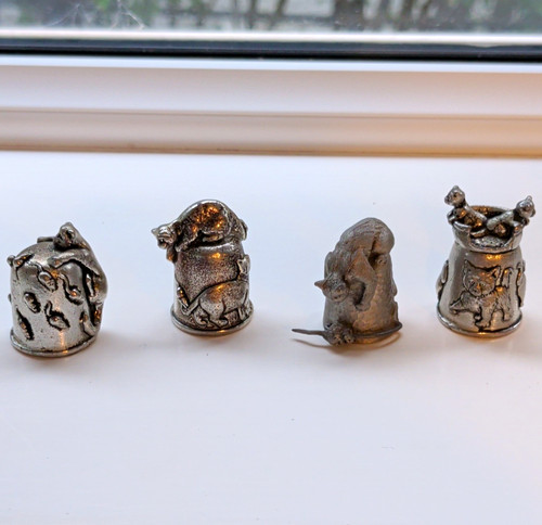 Pewter cat and mouse - and,