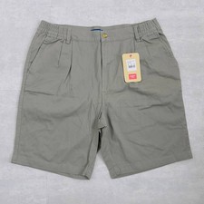Cotton Traders Men's Fern Green Shorts Size 34 Pleated Elastic Waist Chino BNWT