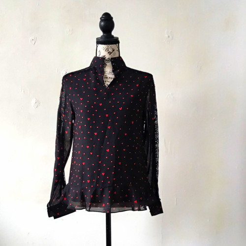 Oasis black red sheer chiffon - sheer,