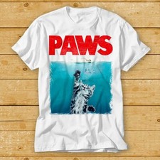 Paws Jaws Cat T-Shirt Funshirt Funny Kitten Kitty Katze Weiße Hai Top Tee 2081