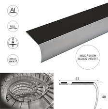 3.22m Anti Slip Bullnose Stair Nosings  Step Nosing Edge Profile 57x 40mm
