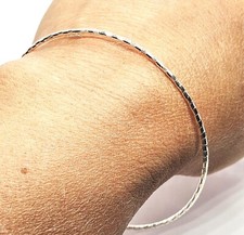 Sterling Silver Ladies Bangle Diamond Cut Bracelet Jewellery Italian 925
