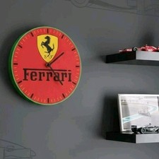 Logo Wall Clock Motorsport-Inspired Compatible Ferrari Garage Man Cave Decor