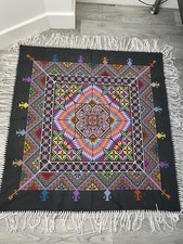 Vintage Oriental Cross Stitch Embroidery Sofa Throw