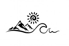 MOUNTAIN RANGE SUN SEA WAVES