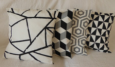 4 Cushion Covers Black, White, Grey 16" inch 40cm Neutral