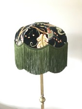 House of Hackney Artemis Velvet Tilia Lampshade 15" Green fringed, Black & Rust