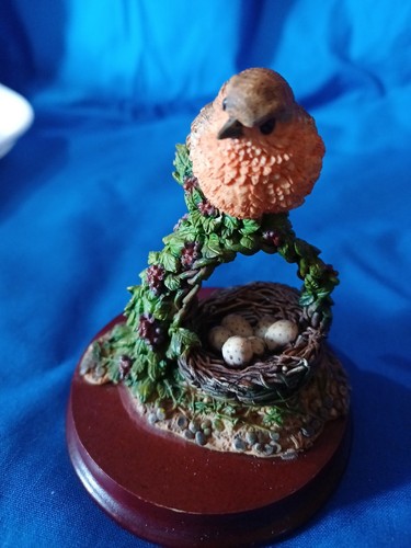 Robin with nest and eggs - with,