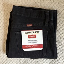 Wrangler Rustler Jeans Size W30 Measures W31 L30 Black Regular Straight Leg BNWT