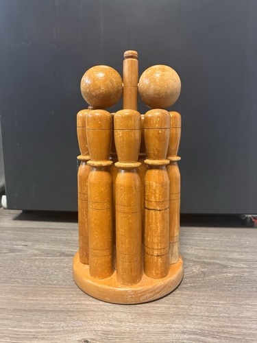 Vintage nine pin wooden - vintage,