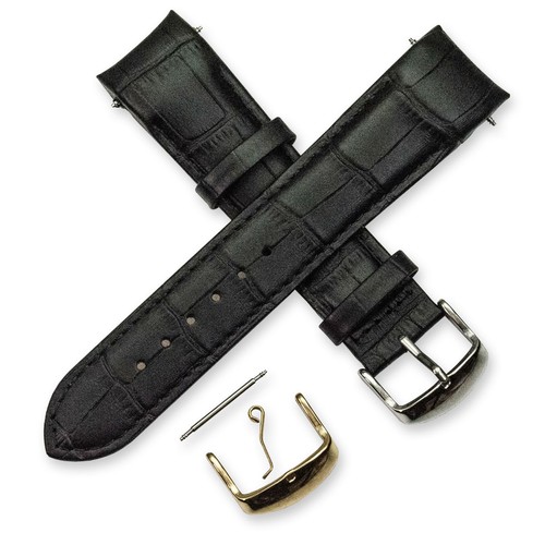 Black watch strap crocodile - black,