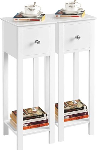 Yaheetech white slim bedside - slim,