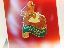 Vintage Charity begins at home pin/badge 20*14mm Boxed