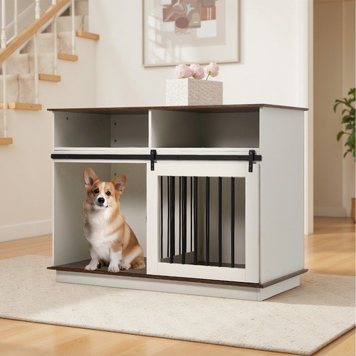 Dog crate furniture wooden - dog,