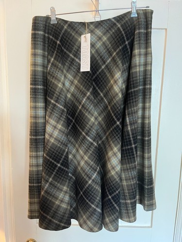 New toast plaid wool skirt - toast,