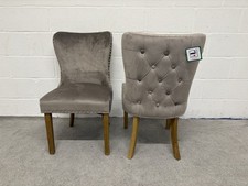 Furniture Village Chennai Luxe Button Back Taupe Dining Chairs X 2 RRP £638